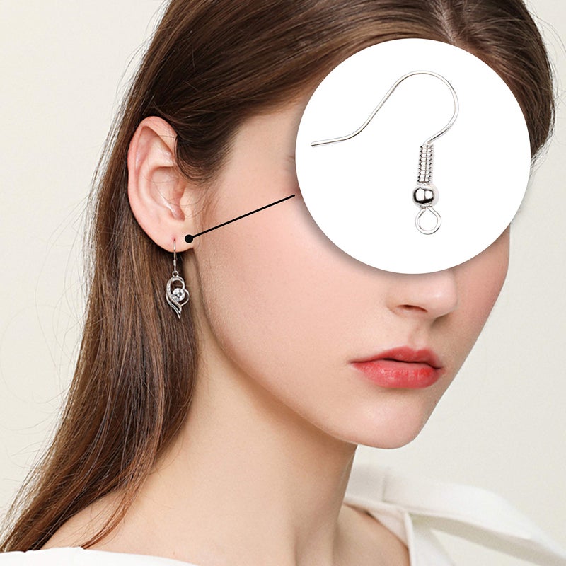 Eco-Fused 18mm Earring Hooks - 200 pcs - Coil and Ball Style Nickel-Free Ear Wires - Silver-Plated Steel- Great for DIY Earrings (18mm Earring Hooks - 200 pcs, Silver Color) - Image 5